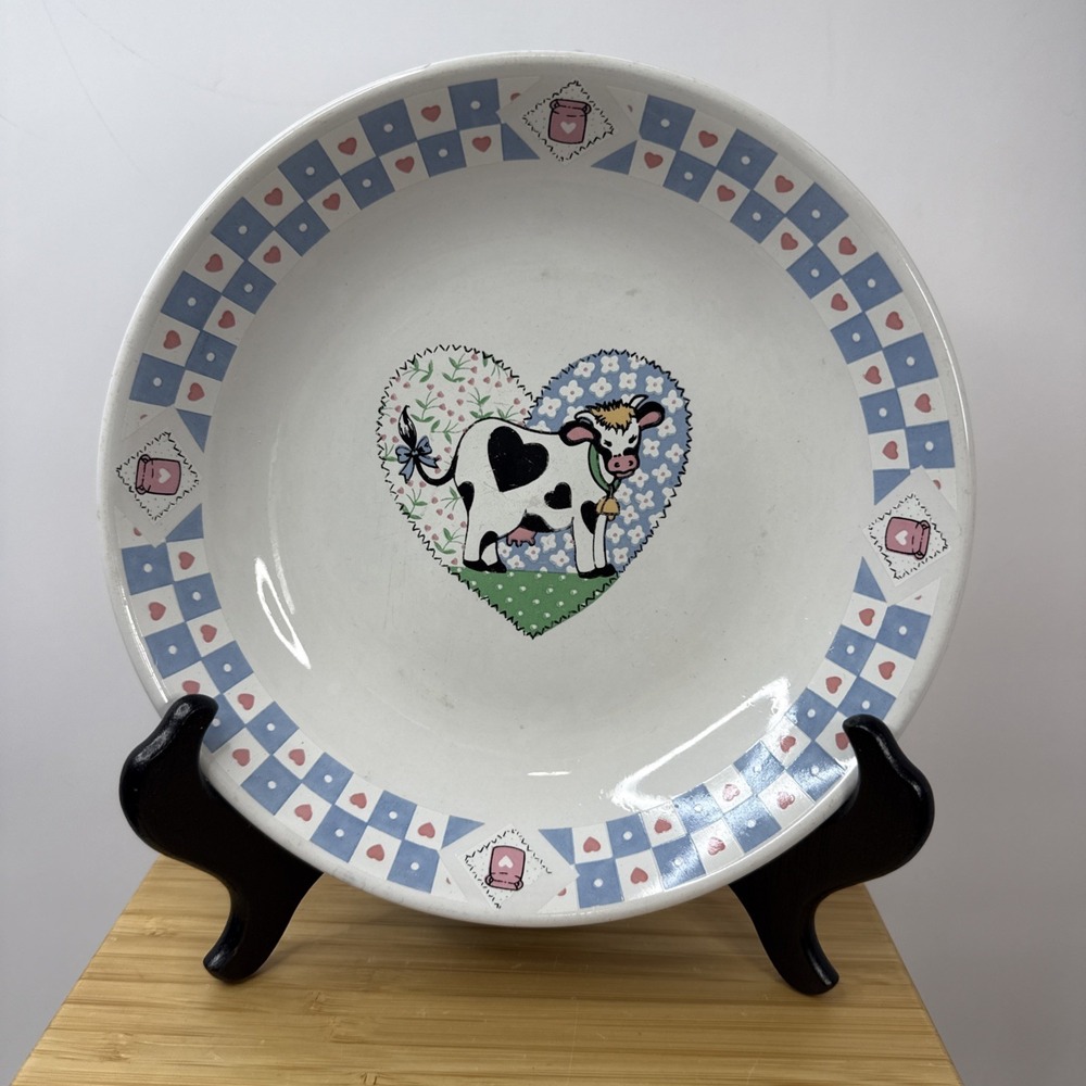 1 TABLETOPS UNLIMITED 8" Salad Bowl Buttermilk Pattern (Cow) Cottagecore Farm